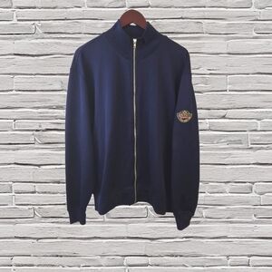 Polo Ralph Lauren 90s Navy Crest Track Jacket - Silver Zipper - XL